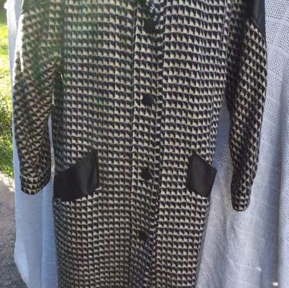 Vintage black‎ and white wool maxi coat 14 - Picture 4 of 14